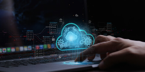 cloud technology concept Global network of global business Megatrends on the Internet for Telecommunication.