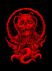 red skull with wings