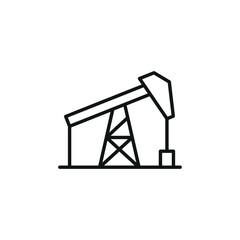Oil rig icon featuring a simple and modern design, representing the oil extraction and drilling industry. Ideal for use in topics related to energy, petroleum production. Vector illustration