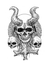 Fototapeta premium skull on a black bnw
