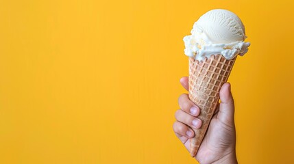 A person holding a cone of ice cream