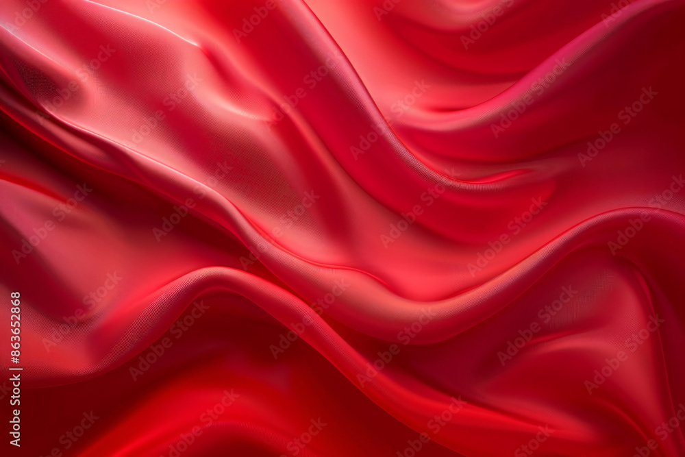 Poster Red abstract background with smooth waves and soft lines.