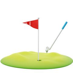 golf field and flag 3d icon sports