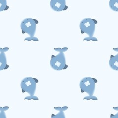 a blue whale pattern on a white background