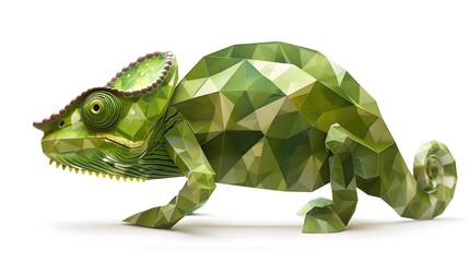 Fototapeta premium Geometric Chameleon Blending into Minimalist Background Seamlessly