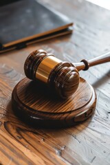 Obraz premium Wooden gavel on a table