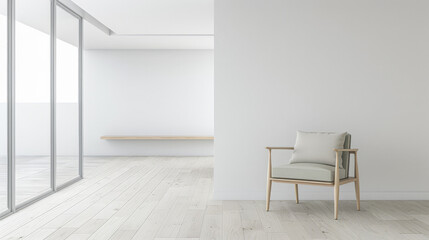 Minimalist bedroom in a luxury property with natural light coming from a window, copy space and minimal ornaments. Residential Real Estate composition in neutral tone.