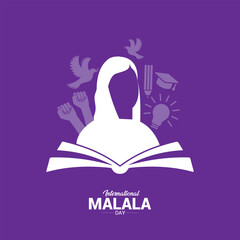 World Malala Day. Female face vector illustration. Celebrated every July 12th. Suitable for banners, greeting cards, social media, templates vector illustrations of Malala Day social media story 