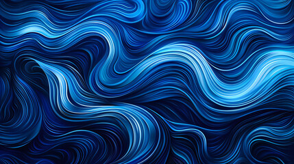Abstract blue waves background, hand drawn lines