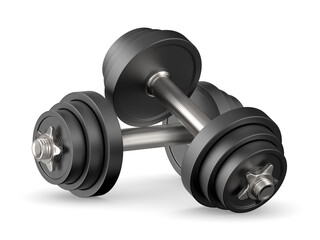 Naklejka premium dumbbells on white background. Isolated 3D illustration