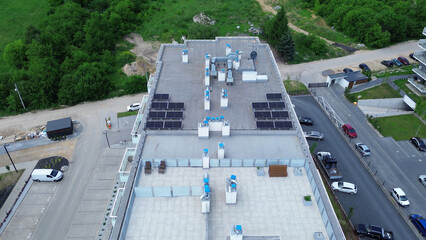 Solar Panels on Residential Building Roof