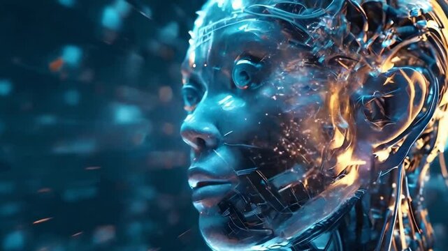 Futuristic graphic representation of a hallucinating artificial intelligence. Video generative AI