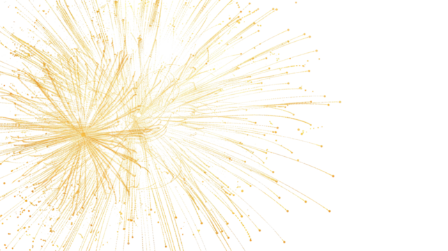 Golden firework, Happy new year concept, Design for overlay, montage, texture on transparent background