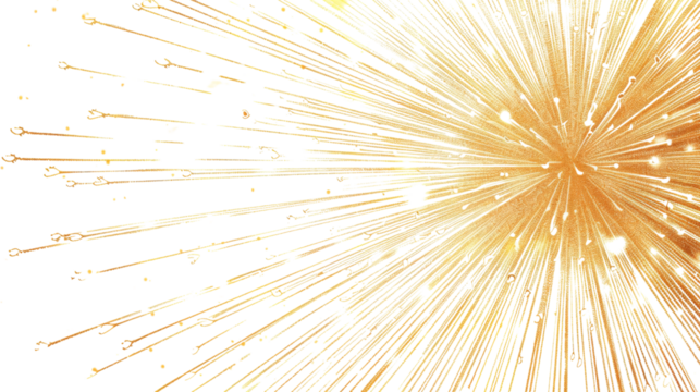 Golden firework, Happy new year concept, Design for overlay, montage, texture on transparent background