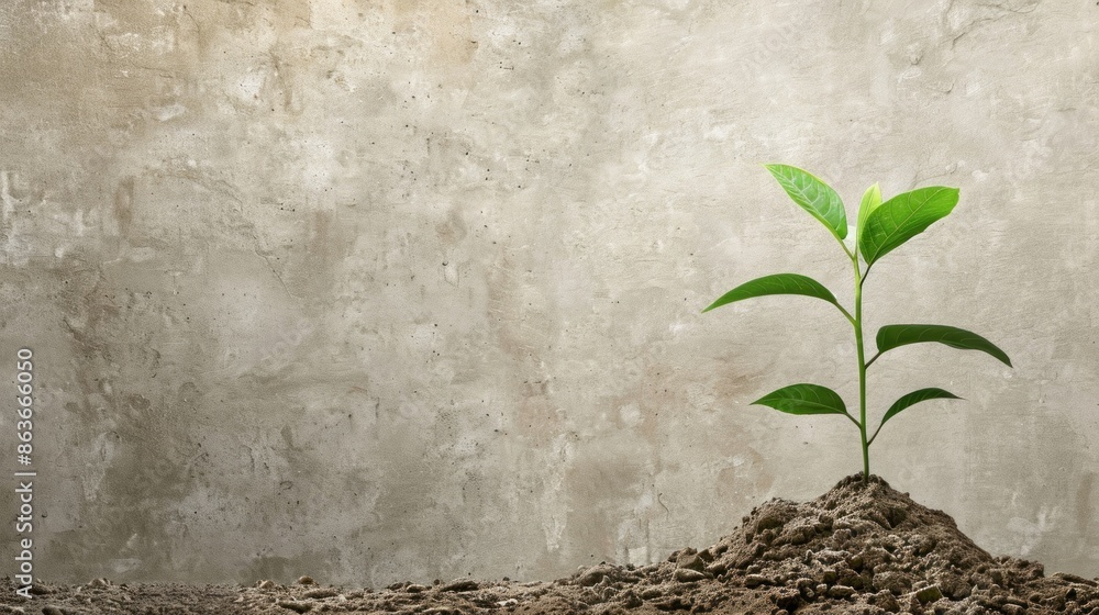 Poster a seedling growing into a flourishing tree, symbolizing the transformative process of growth and dev