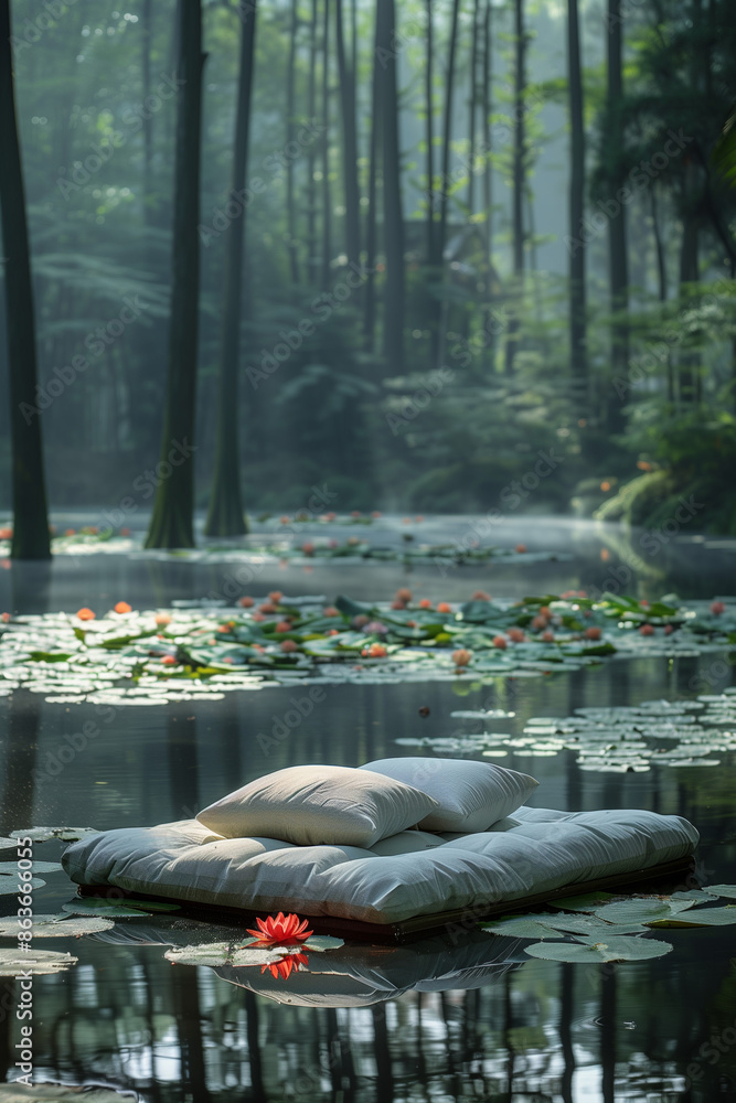 Canvas Prints comfortable mattress in the pond