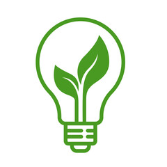 Save energy symbol. Energy icon with green leaf. Eco friendly, environmentally. Eco icon. Vector illustration.