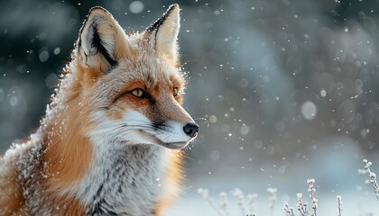 Fototapeta premium Red fox (Vulpes vulpes) in winter forest.