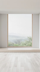 Obraz premium Luxury living room interiors in neutral tones with minimal ornaments and natural window lighting. Interiors composition for property advertising.