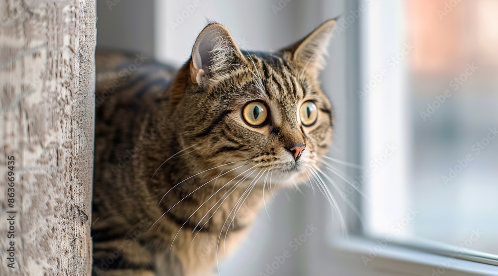 Wall mural cat on the window