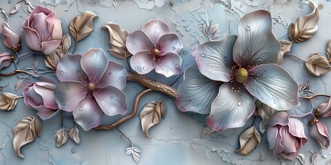 3d illustration. Floral background in pastel colors. Wallpaper with flowers.