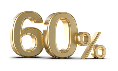 60 Percent Off Sale Gold Number 3D Render