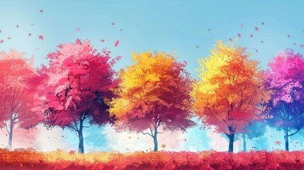 Fototapeta premium Autumn Landscape with Colorful Trees