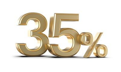 35 Percent Off Sale Gold Number 3D Render