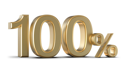 100 Percent Gold Number 3D Render