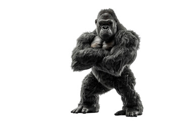 Big, fierce gorilla on a transparency background, PNG file