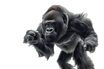 Fototapeta premium Big, fierce gorilla on a transparency background, PNG file