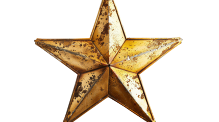 Gold glitter star on transparent background