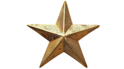 Gold glitter star on transparent background