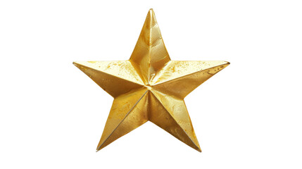 Gold glitter star on transparent background