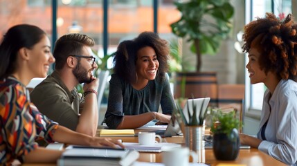 Virtual Business Strategy Meeting with Diverse Remote Workforce Discussing Sustainable Solutions