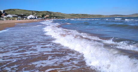 Crimea. Kerch Peninsula. The fishing village of Yurkino on the shores of the Azov Sea.