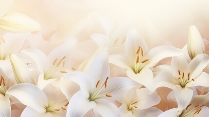Fototapeta premium Closeup of white beautiful blooming lilies
