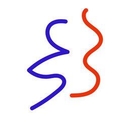 Blue red squiggly vectors 