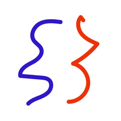 Blue red squiggly vectors 