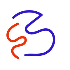 Blue red squiggly vectors 
