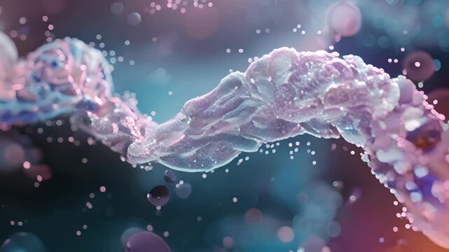 A detailed visualization of a helicase enzyme unwinding a section of damaged DNA for repair.