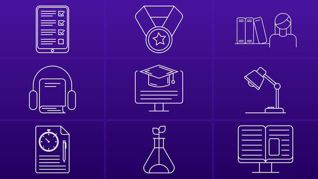 School And Education Line Icons
