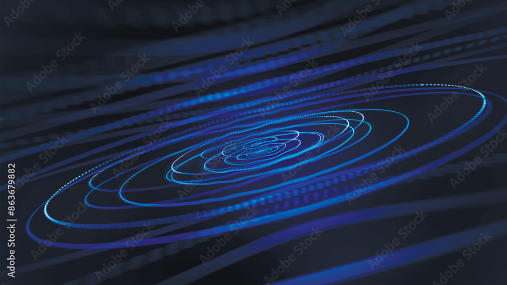 Aufkleber technology background. abstract circular wave of particles. futuristic abstract waves, glowing mesh 