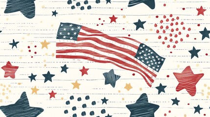 Fototapeta premium national flag and symbol of the United States seamless pattern, artistic style, vibrant colors, high-quality design