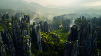 5. Discover the awe-inspiring Stone Forest, China, a UNESCO World Heritage site, where the natural beauty of towering stone pillars forms an extraordinary and unforgettable vista.