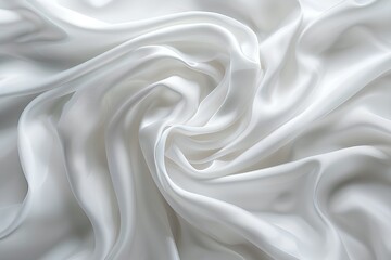 Obraz premium White silk fabric, with the texture of white satin fabric. The cloth is very soft and smooth, with delicate folds that make it look like liquid metal or ice crystals