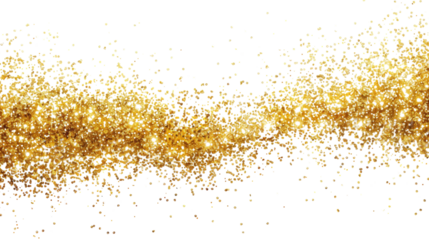 Golden glowing sparks on transparent background