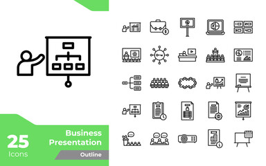 Business Presentation Line Icons