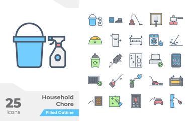 Household Chore Filled Color Icons