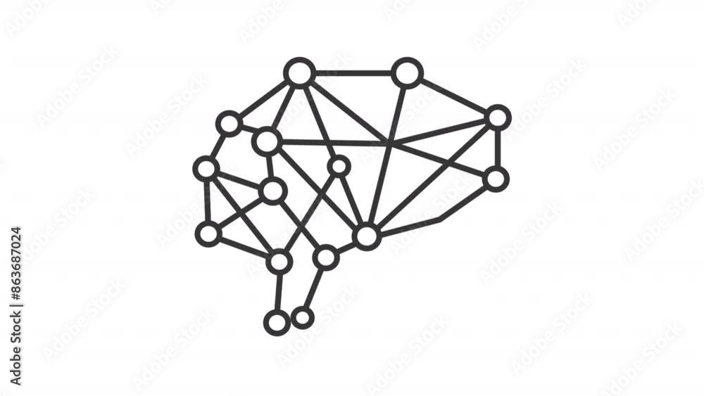 Poster ai brain line animation. artificial intelligence animated icon. scaling circles. neural implants, da